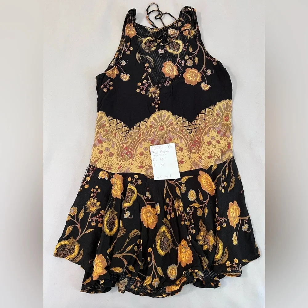 Free People Women‎ Dobby Dot Flouncy Hem Slip Dress Black Combo  Sz XS